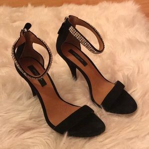 Ann Taylor Diamond Ankle Strap Suede Sandal